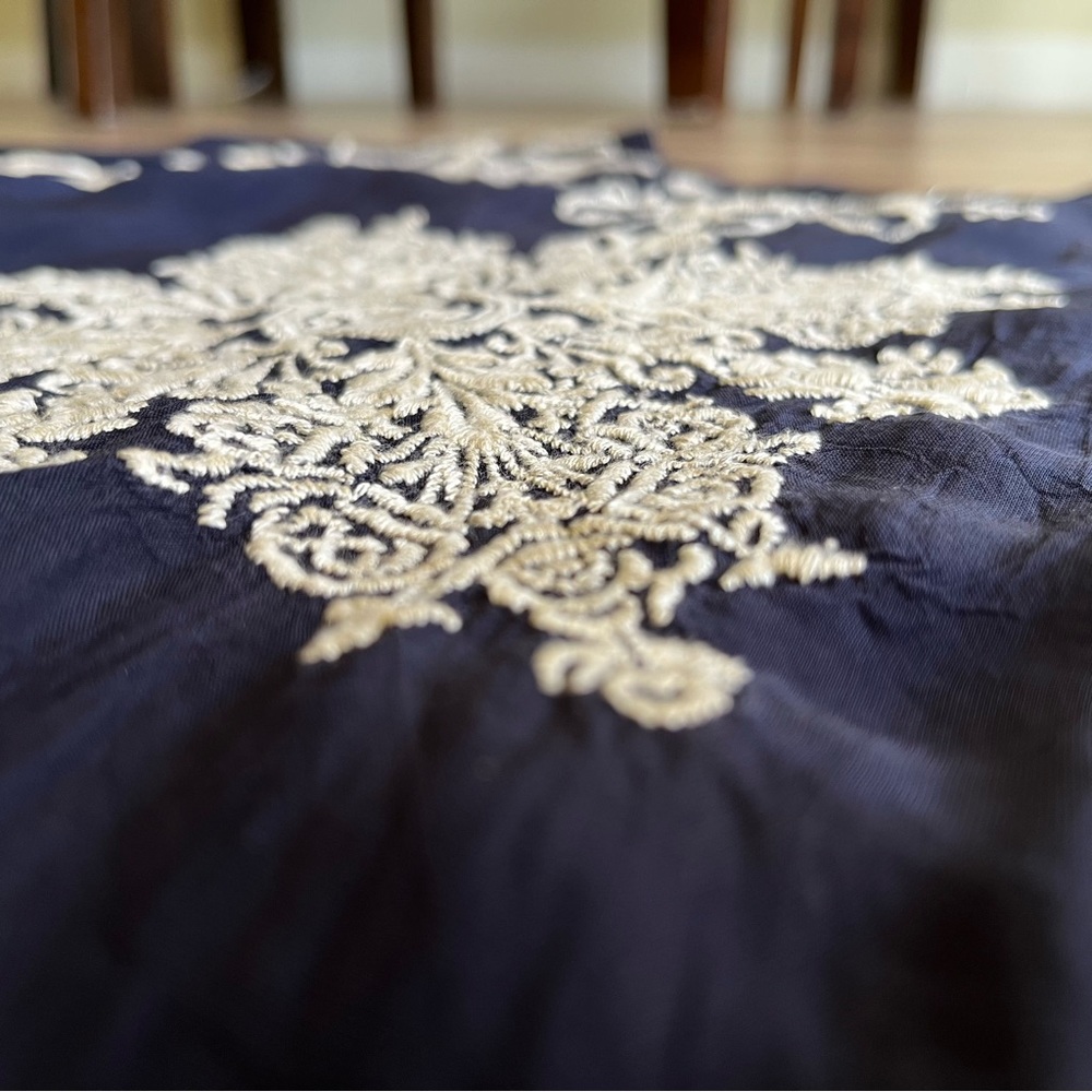 Johnny Was Navy Blue Embroidered Blouse - Picture 10 of 10